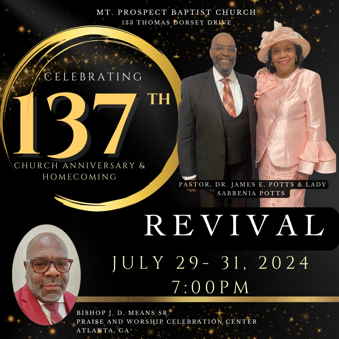 Mount Prospect Baptist Church Revival, July 29 - 31 at 7PM